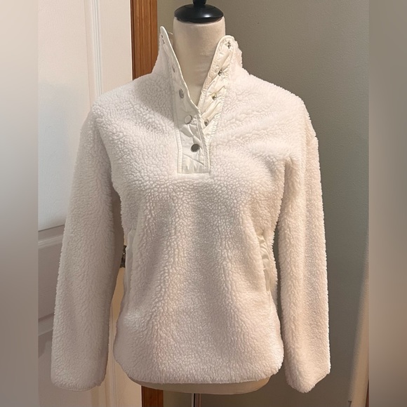 Athleta Sherpa Snap Pullover Magnolia White - Picture 4 of 6